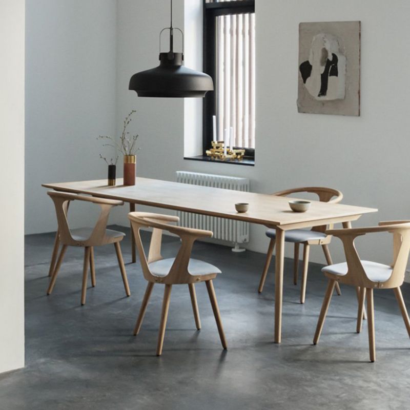 Rectangle Shape Wood Color Dining Table Solid Wood Table Minimalist with 4 Legs