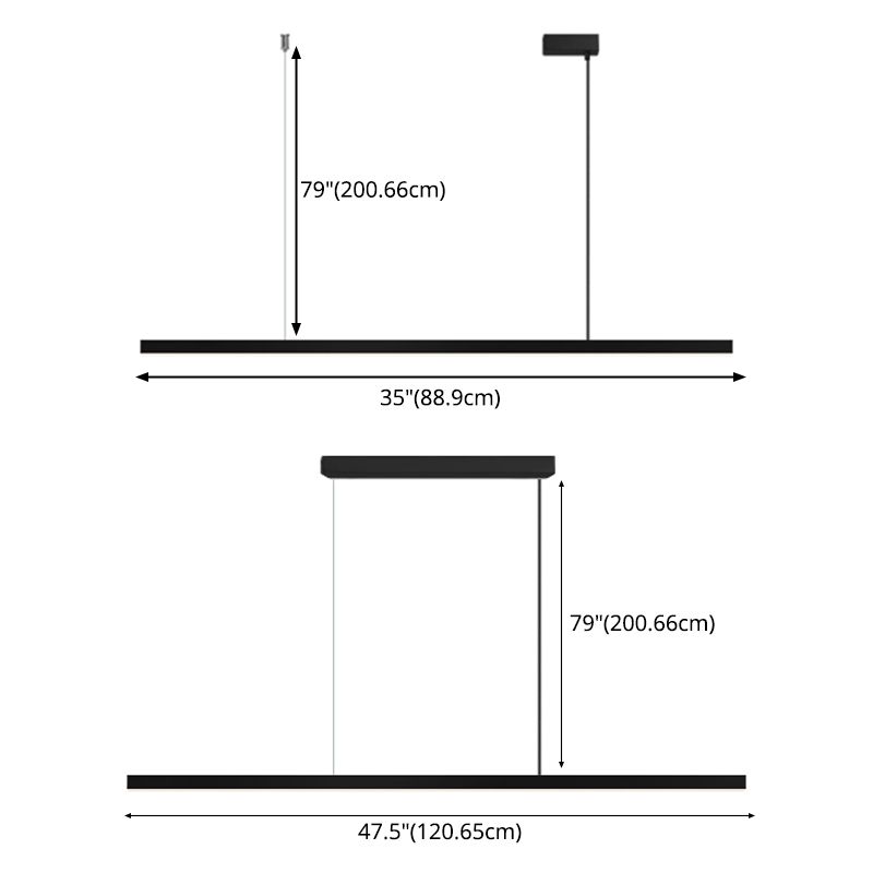 Luci a sospensione contemporanea per l'isola di cucina Linear Lighting Island Lampade in nero