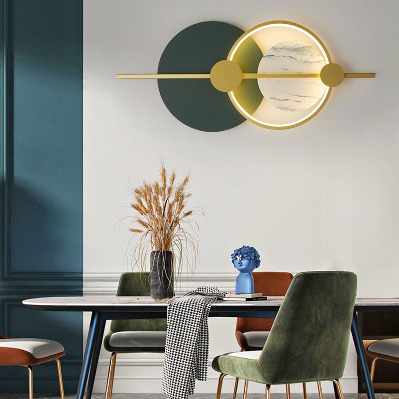 Round Shape Metal Wall Mounted Light Fixture Modern Style 1 Light Wall Light