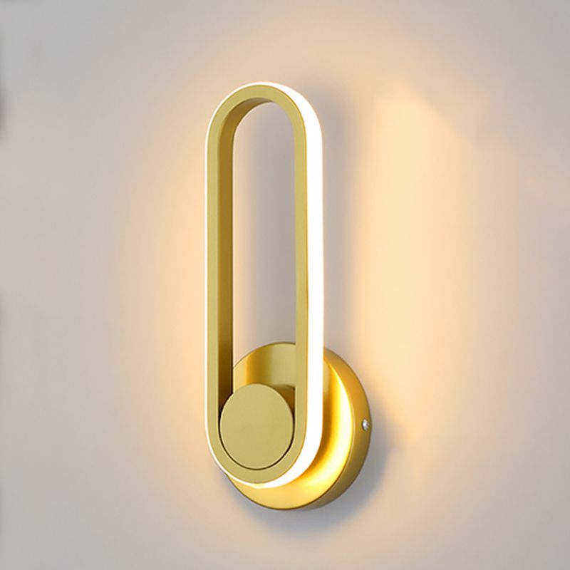 Oval Shape Metal Wall Light Modern Style 1 Light Wall Mount Light