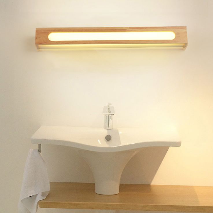 Wooden Rectangular Wall Sconce Lighting Modern Style LED Beige Sconce Light Fixture