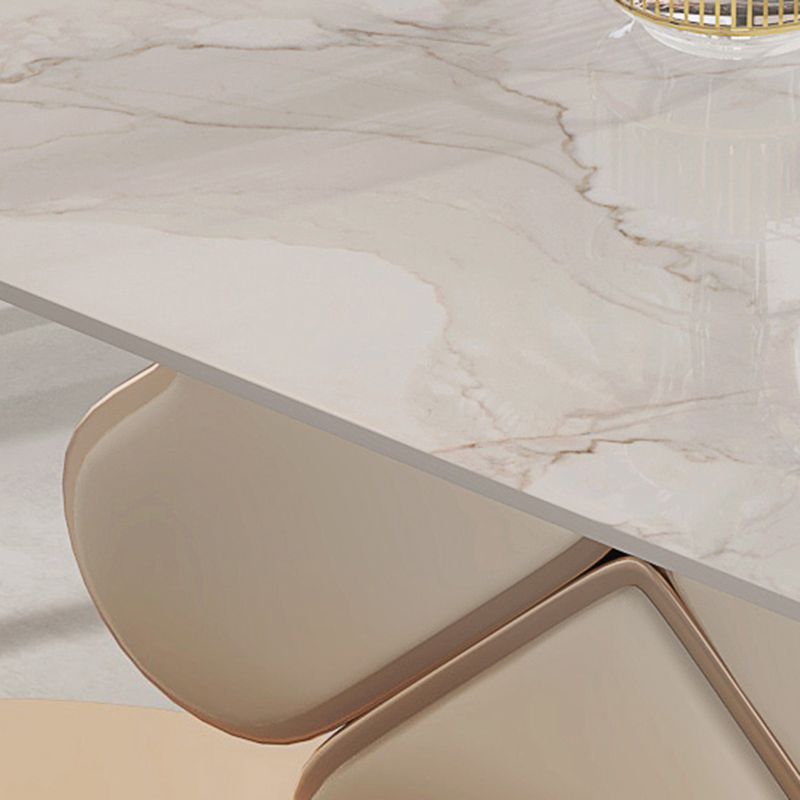 Modern Rectangle 1/4/5/7 Pieces Furniture Sintered Stone Dining Set in White