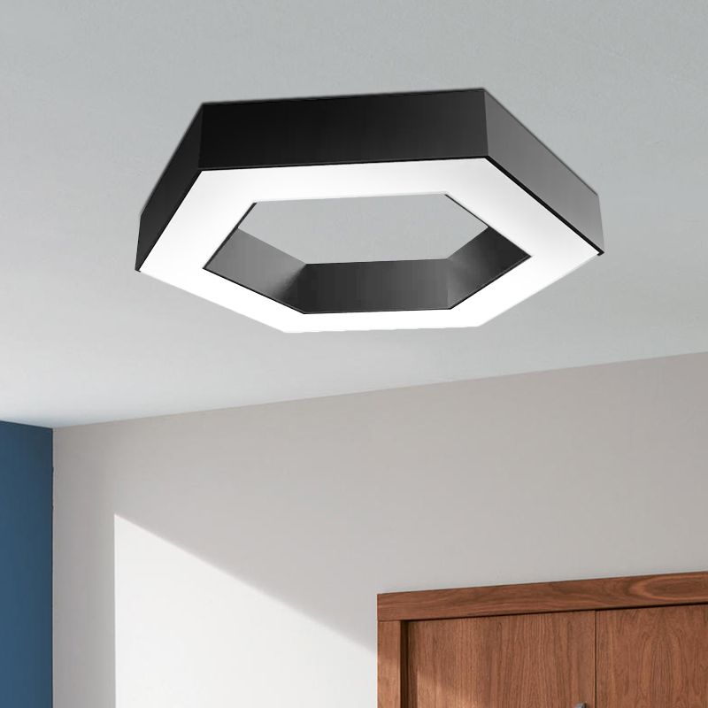 Honeycomb Flush Mount Modern Metal Led 16"/23.5"/31.5" Wide Black for Office in White/Warm Light with Recessed Diffuser