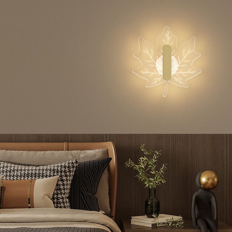 Metal and Acrylic LED Wall Flush Mount Contemporary in Black / White / Gold