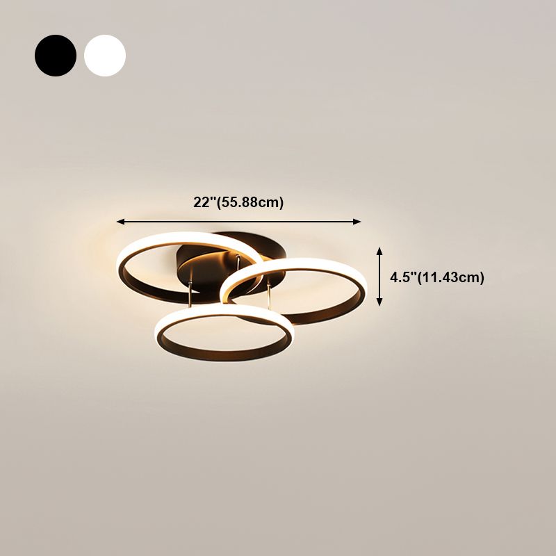 Metal Round Shade Flush Ceiling Light Modern 3-Lights Flush Mount Fixture