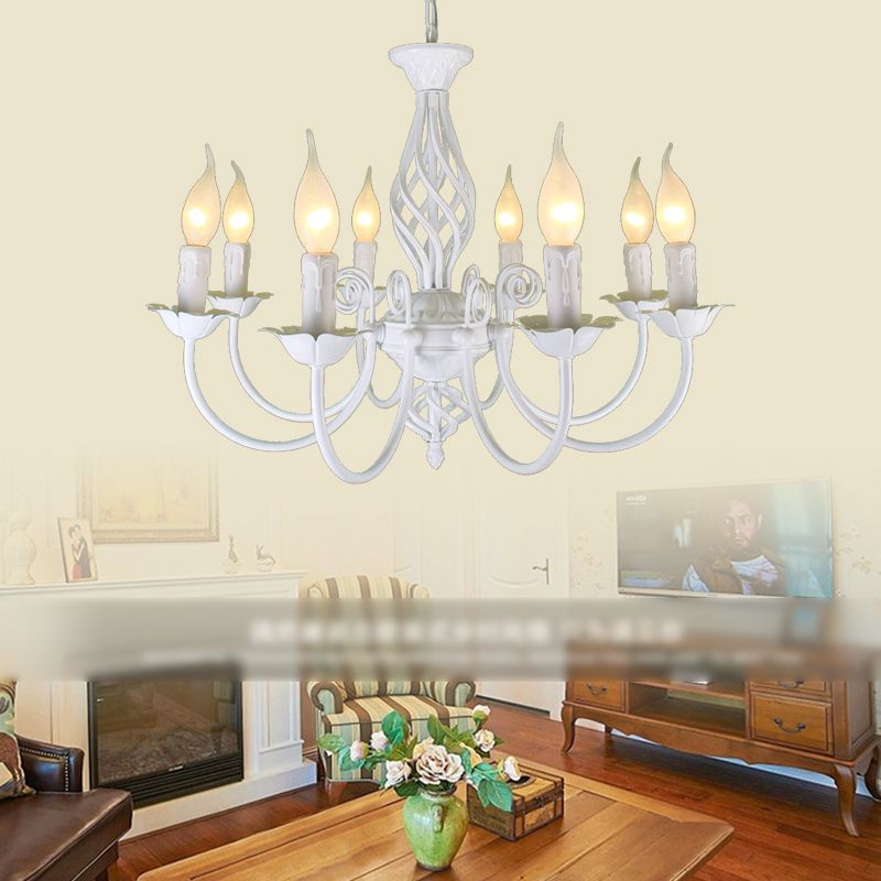 Minimalist Indoor Pendant Light, Designer Style Candle Shade Metal Pendant Lighting in White