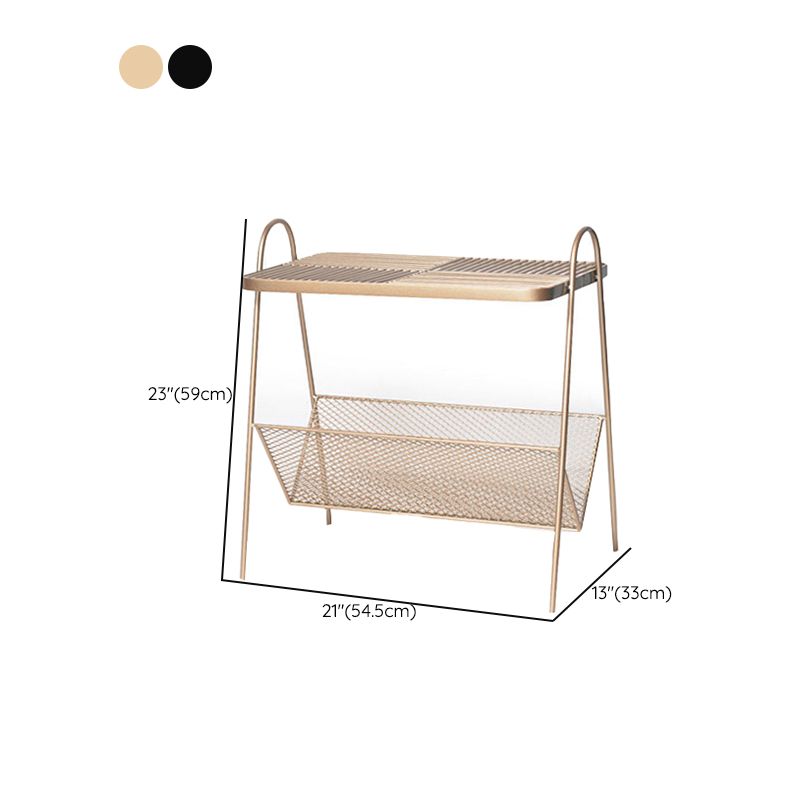 23.22" Tall Rectangle Top Side Table Iron Sled Base End Table