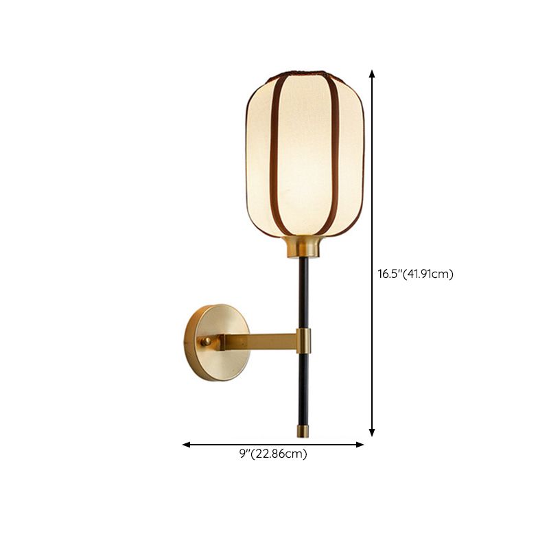Geometric Modern Fabric 1 Light Wall Lighting Fixture in Gold