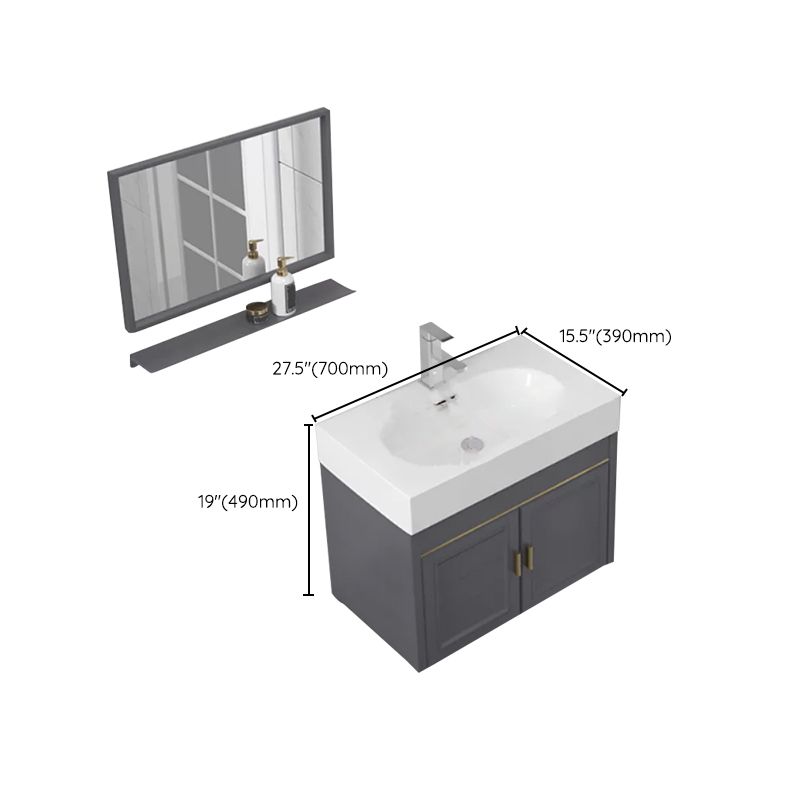 Modern Single Bath Vanity Wall Mount Ceramic Top Bathroom Vanity