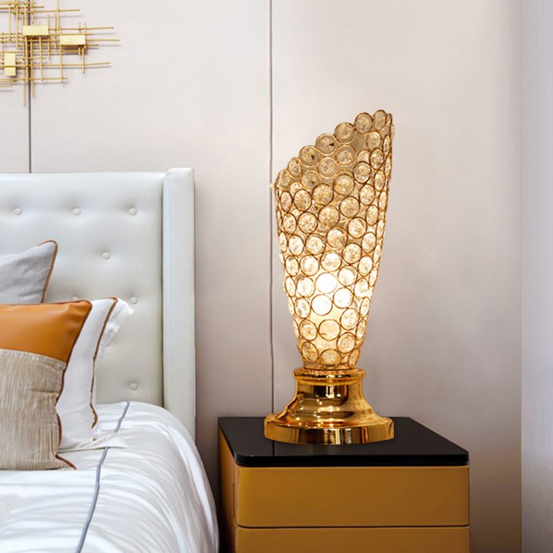 Modernisme 1 Tableau de bulbe Lumière avec une teinte incrustée en cristal Gold Facered / Cylinder Lampe