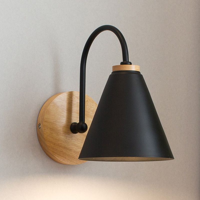 Contemporary Cone Wall Mounted Lighting Wood Wall Mount Lamp for Living Room