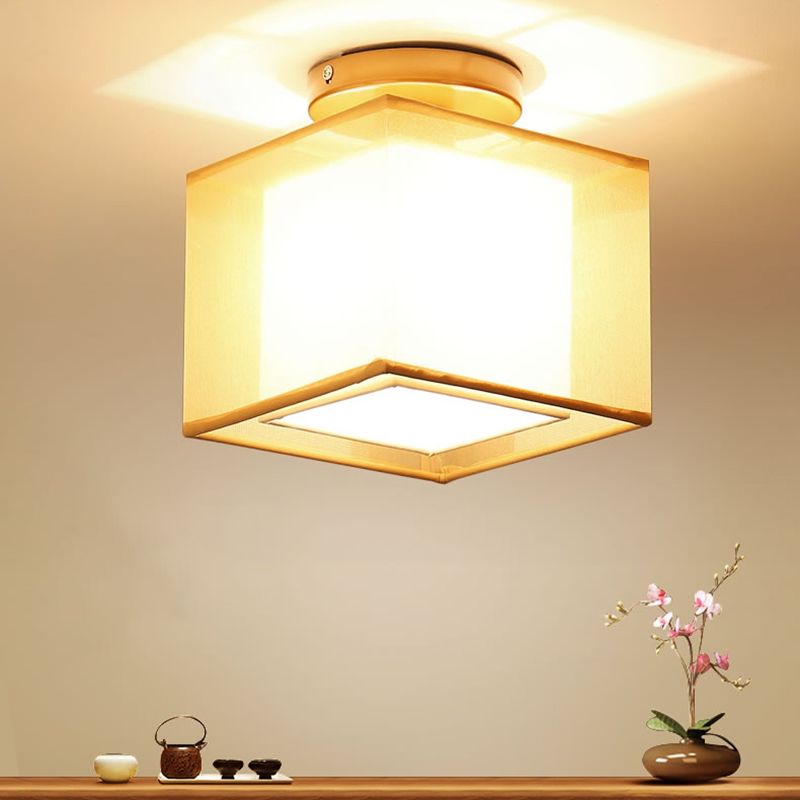 Fabric Geometric Shape Flush Mount Lights Modern 1 Light Flush Mount Light Fixture