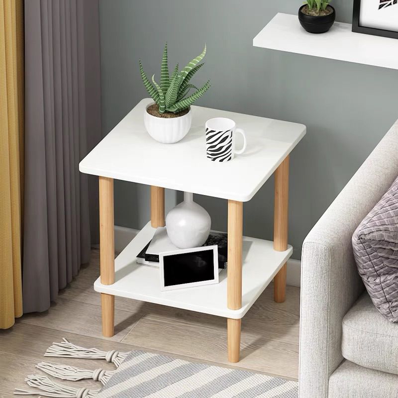 Cocktail Table Artificial Wood White/black/wood/red Square Coffee Table