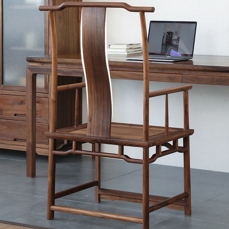 Solid Wood Dining Chair Traditional High Back Dining Chair with Cushion