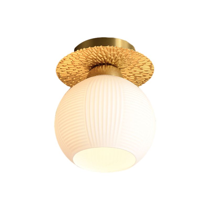 Global Semi Flush Contemporain Clair/Blanc/Bleu Prisme Verre Ampoule Unique Couloir Près du Plafonnier