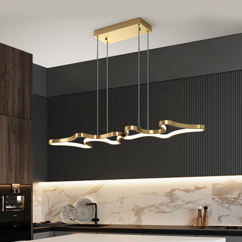 Luci del lampadario dell'isola moderna lineare Luci a soffitto a led in metallo per sala da pranzo