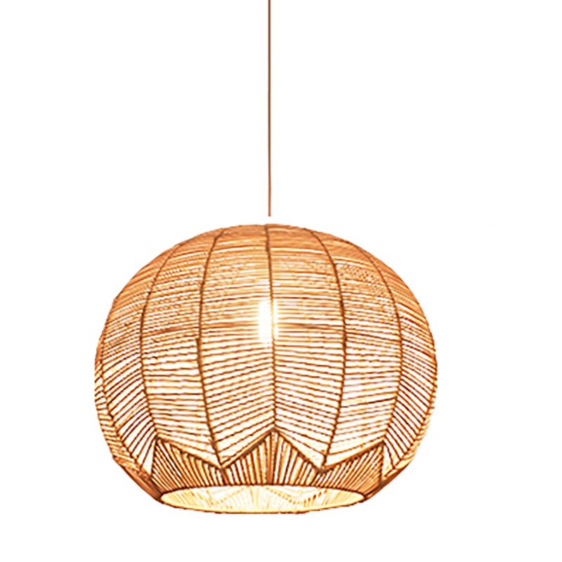 Contemporary Rattan Hanging Light Dome Pendent Lighting Fixture for Dining Room