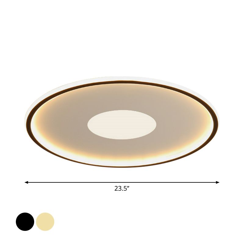 Disk-Shaped Ultrathin Ceiling Lighting Minimalist Acrylic Black/Gold LED Flush Mount for Bedroom, 12"/19.5"/23.5" Dia