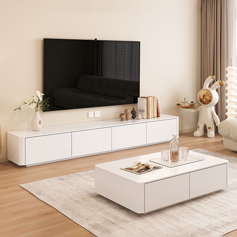 White TV Stand Console Contemporary Media Console for Living Room