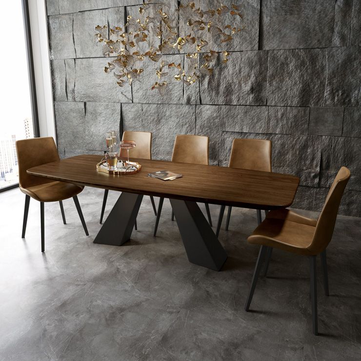 Mesa de comedor rectangular Mesa base de doble pedestal de estilo industrial para comedor