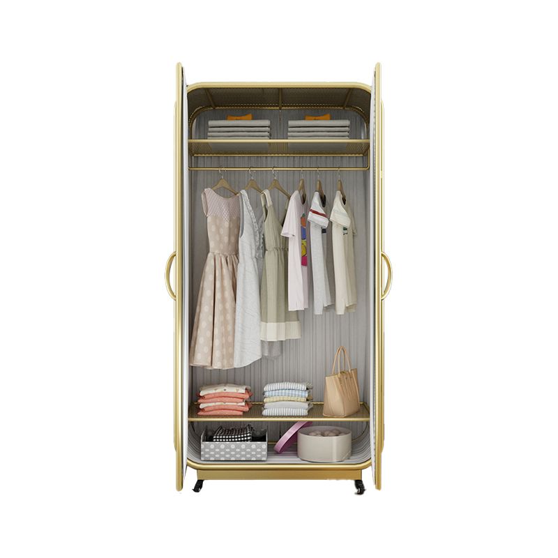 Modern Freestanding Wardrobe Armoire Metal Frame Wardrobe with Clothes Rail