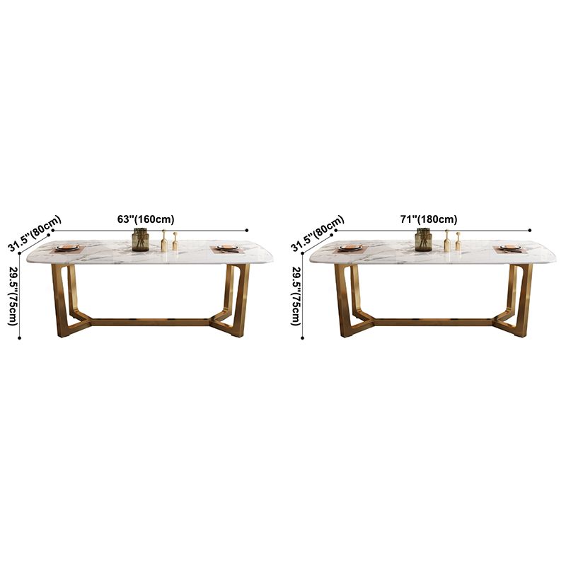 Luxusstil Home Sintered Stein Esstisch Rechteckiger Form Tisch mit Trestle Basis