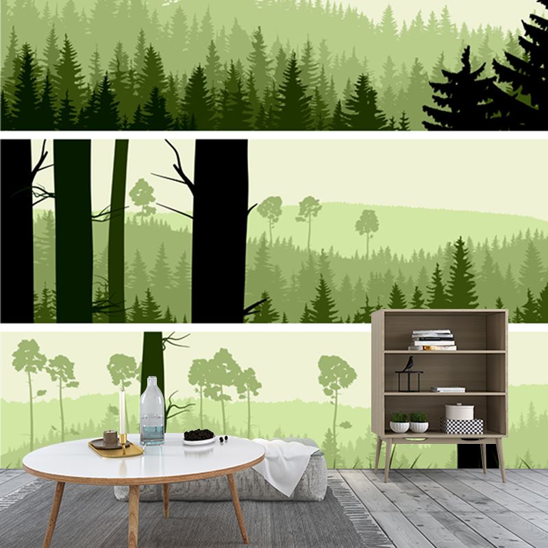 Illustration Forest Mural Wallpaper Large Wall Decoration for Bedroom, Custom-Print