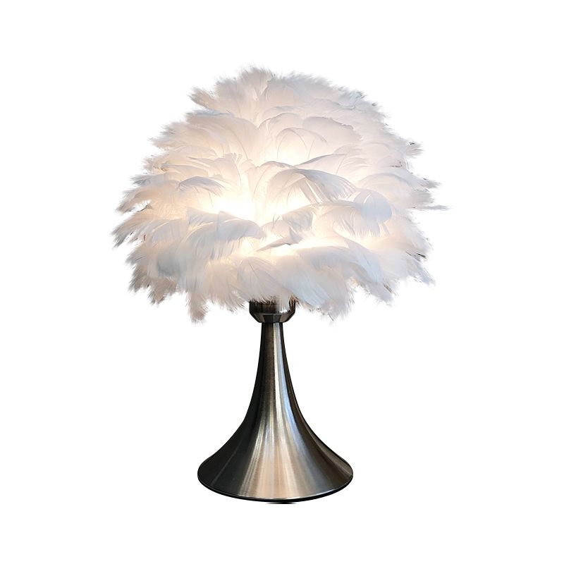 Lampada da lettura ad albero Lampada da comodino a LED moderna in piuma grigio/bianco per sala studio