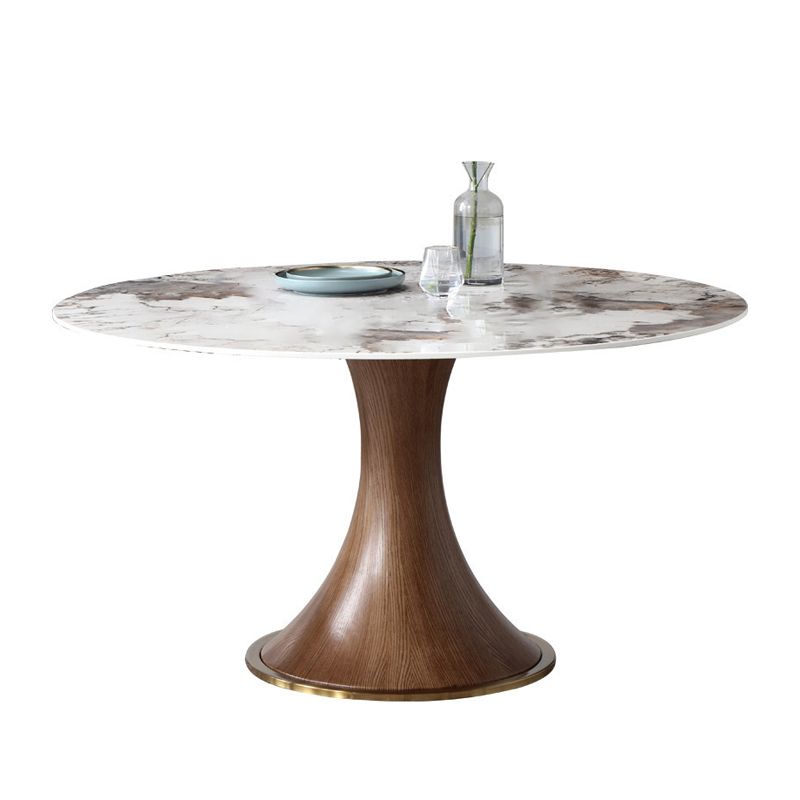 Round Sintered Stone Dining Table Modern Furniture with Pedestal Base for Indoor