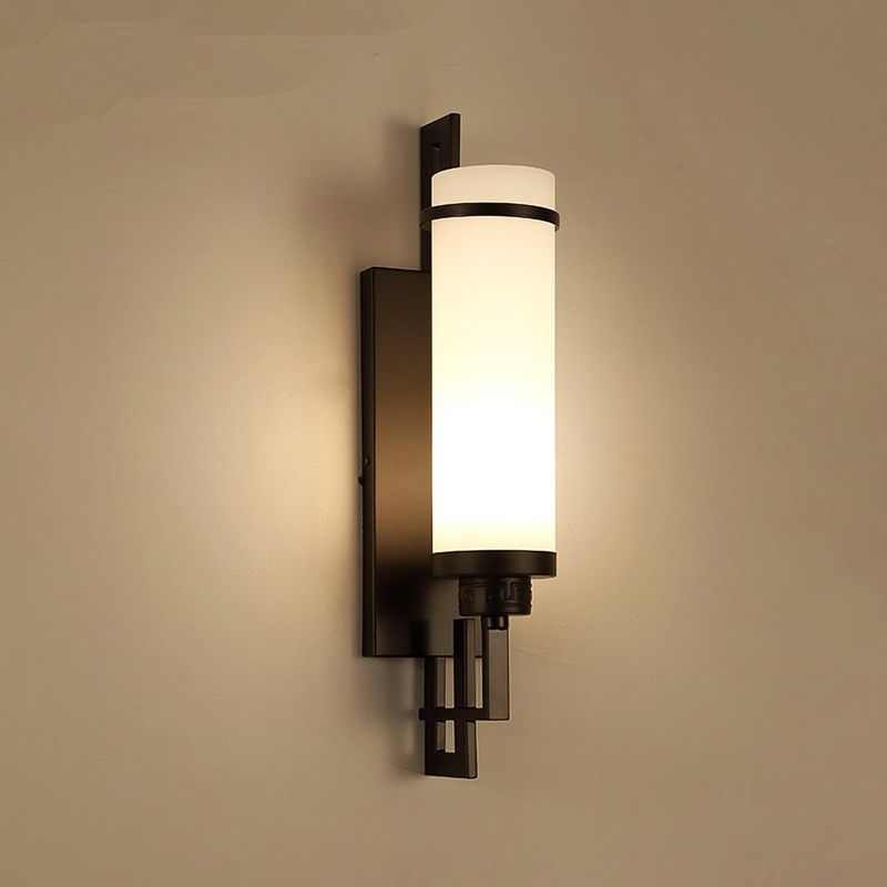 Modern Style Glass Wall Light Cylinder 21.5" High Wall Sconce for Living Room