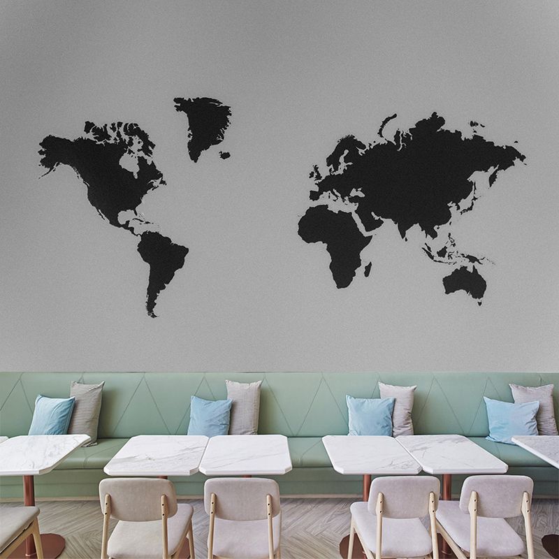 Contemporary World Map Mural Wallpaper Full Size Home Decor for Living Room