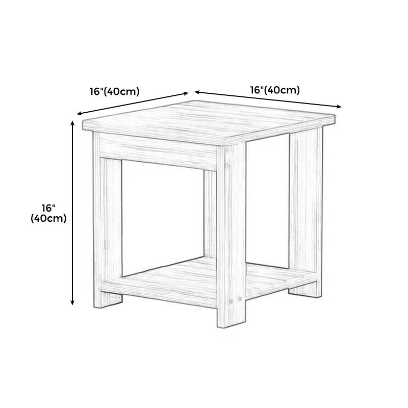 Farmhouse Licing Room Wood Side Table Four-Leg Side Table with One Shelf