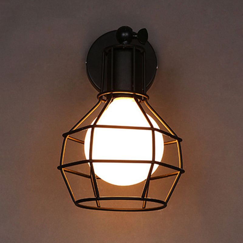 Geometric Wall Lighting Industrial Metal 1 Light Rustic Wall Sconces in Black