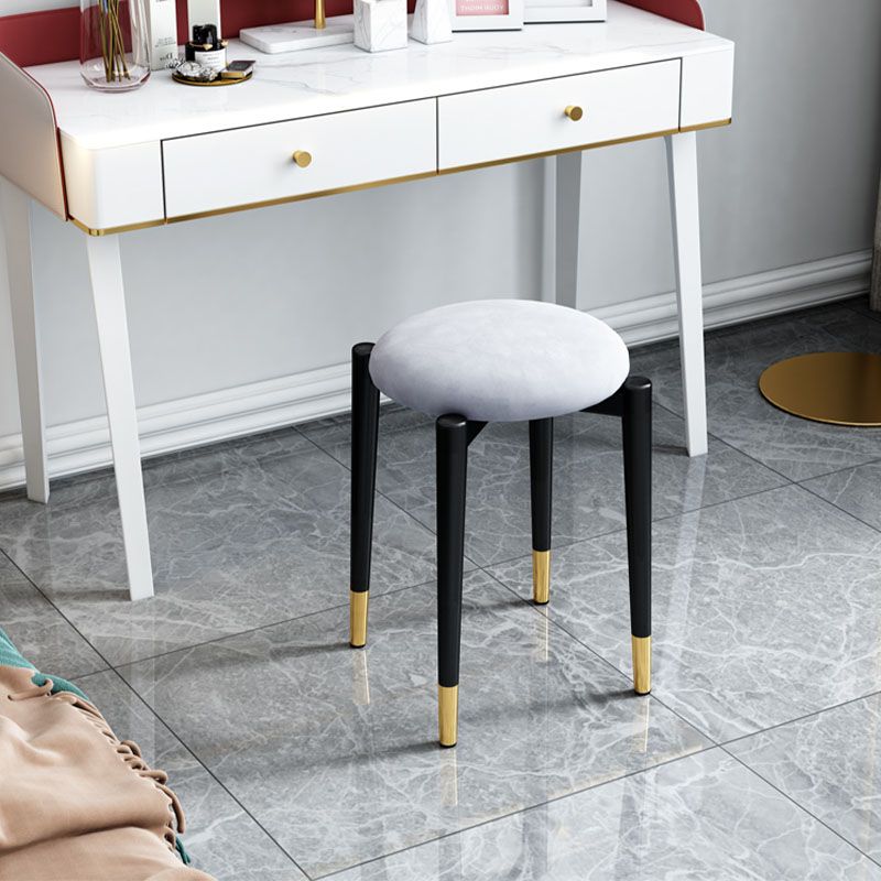 Luxury Ottoman Velvet Tear Resistant Metal Legs Solid Color Round Ottoman