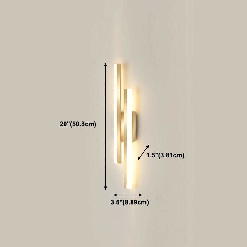 Linear Shape Metal Wall Lights Modern Style 2 Light Wall Mounted Light Fixtures in Gold