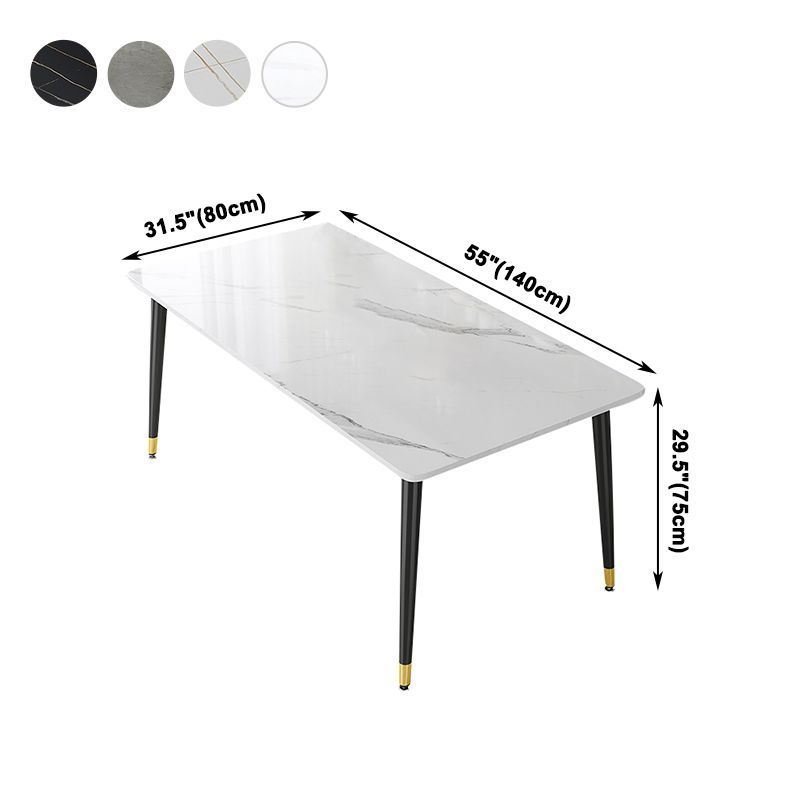 Industrial Kitchen Sintered Stone Top Dining Table Rectangle Dining Table with 4 Legs Base
