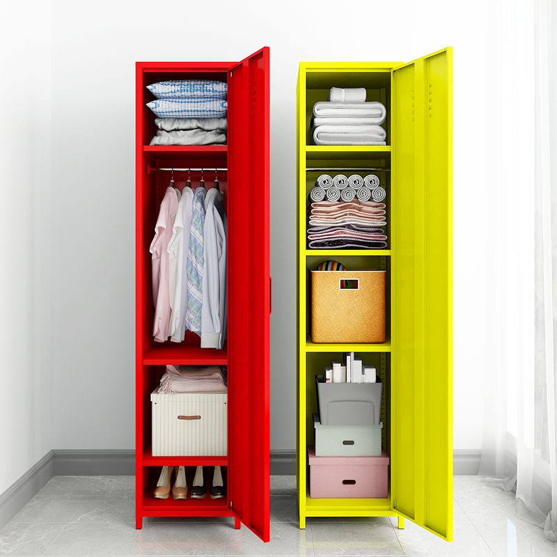 1-Door Wardrobe Closet 66.5"H Contemporary Steel Wardrobe Armoire with Legs