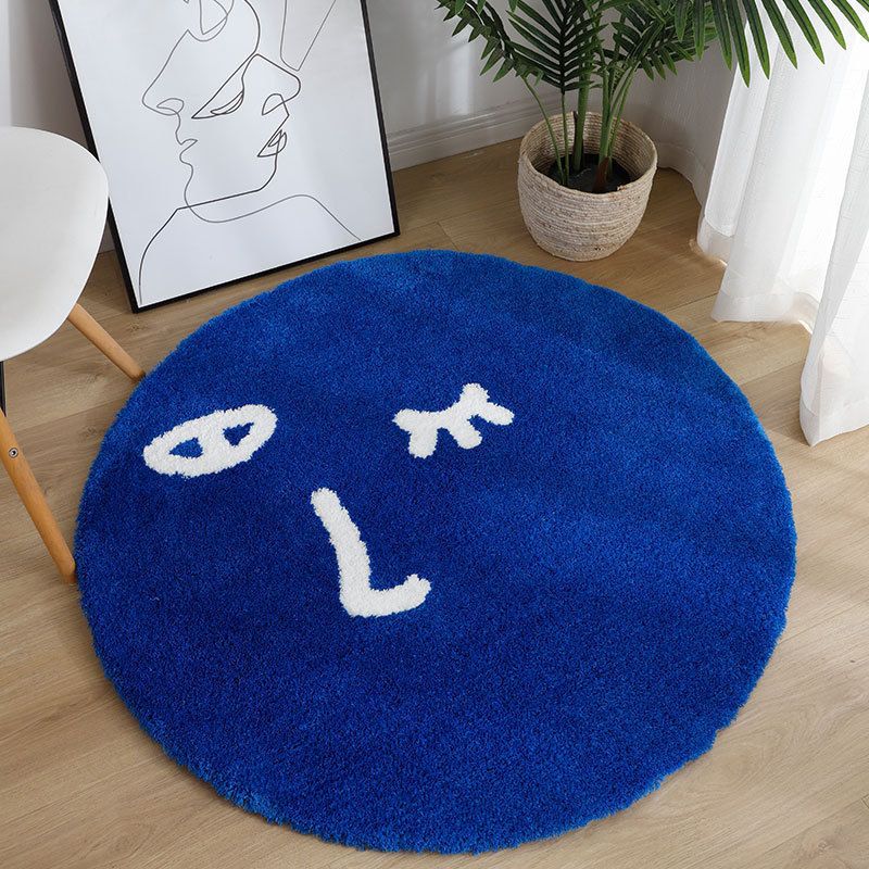 Sapphire Blue Modern Carpet Polyester Graphic Carpet Washable Carpet for Home Decor
