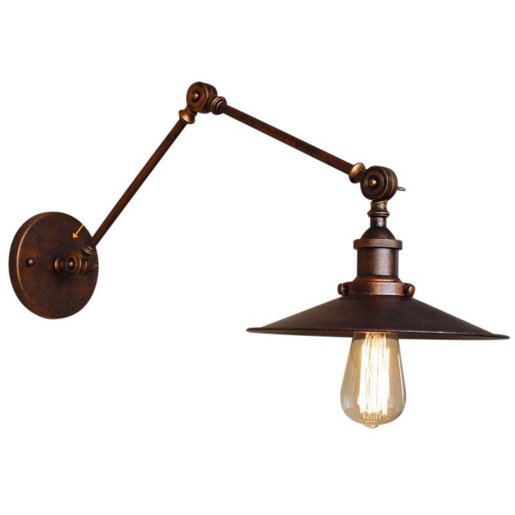 Industrielle Scheune Schwung Arm Saftleuchten Metall 1-Licht-Wandlampe in Chrom und Schwarz