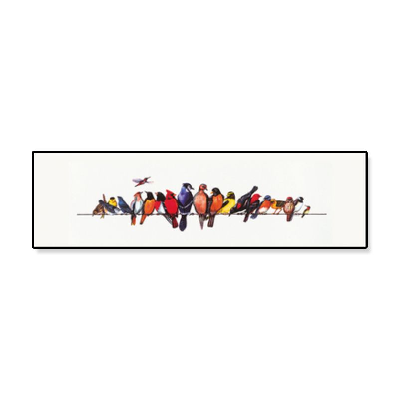 Singing Birds Painting Kids Style Canvas Wall Art Decor in Light Color for Bathroom