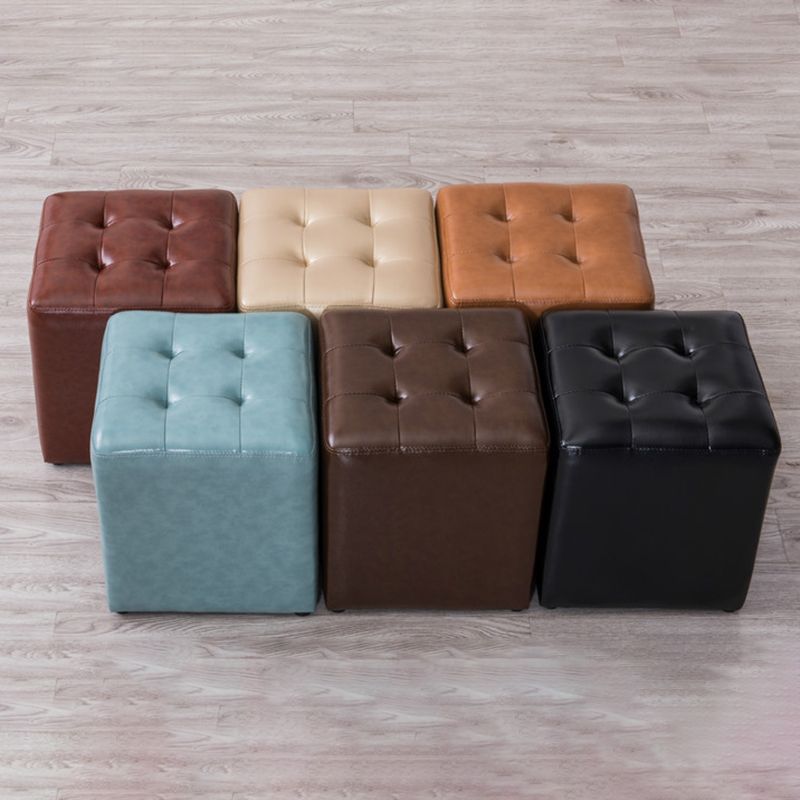 Water Resistant Round Standard Modern Solid Color Leather Pouf