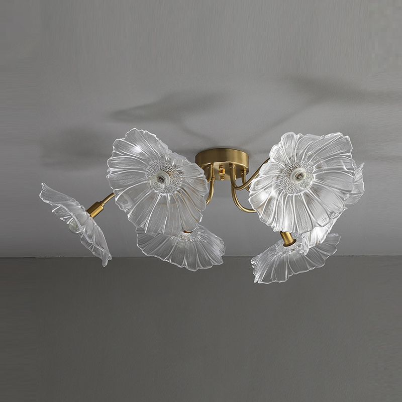 Contemporary Ceiling Lamp Colorful Glass Shade Flush Mount Light Fixture for Sitting Room