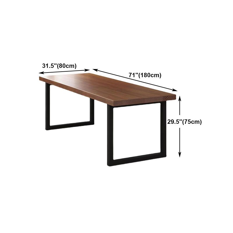 Rectangular Solid Wood Desk with Pine Wood Top and Black Legs