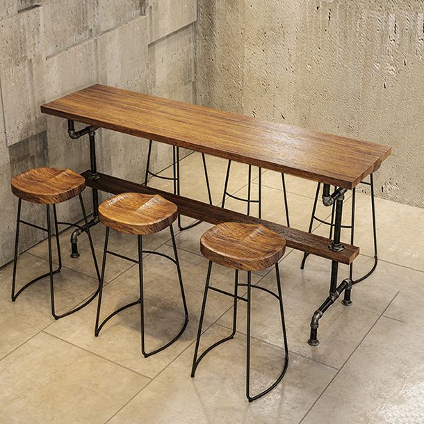 Solid Wood 1/2/4/7 Pieces Counter Height Set Rectangle Industrial Trestle Bar Table Set