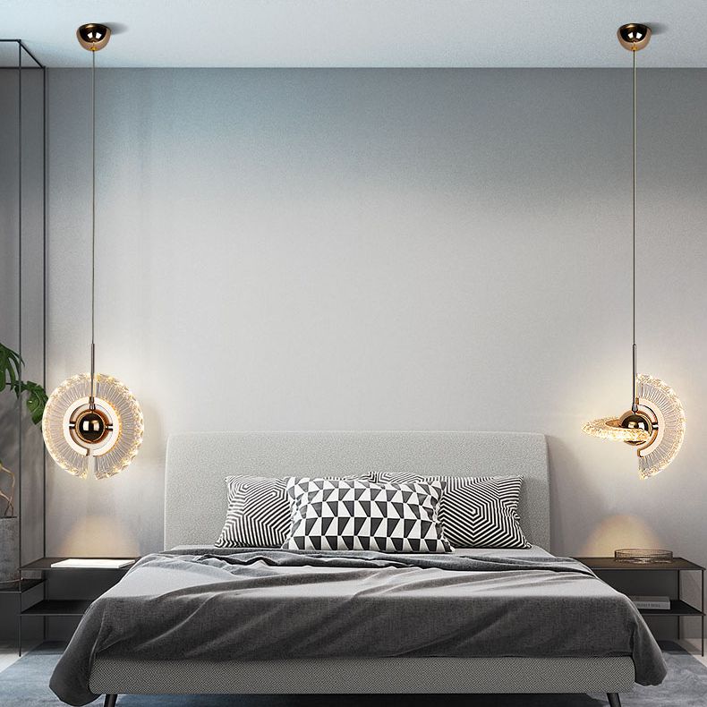 1 Light Plate Hanging Ceiling Light Modern Acrylic Ceiling Light with Hanging Cord for Bedside