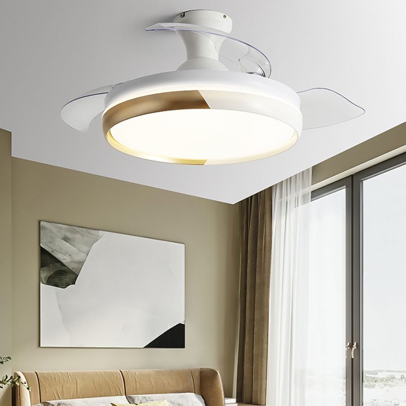 Round Metal Ceiling Fan Light Kids Style 1-Light Ceiling Fan Lamp for Living Room