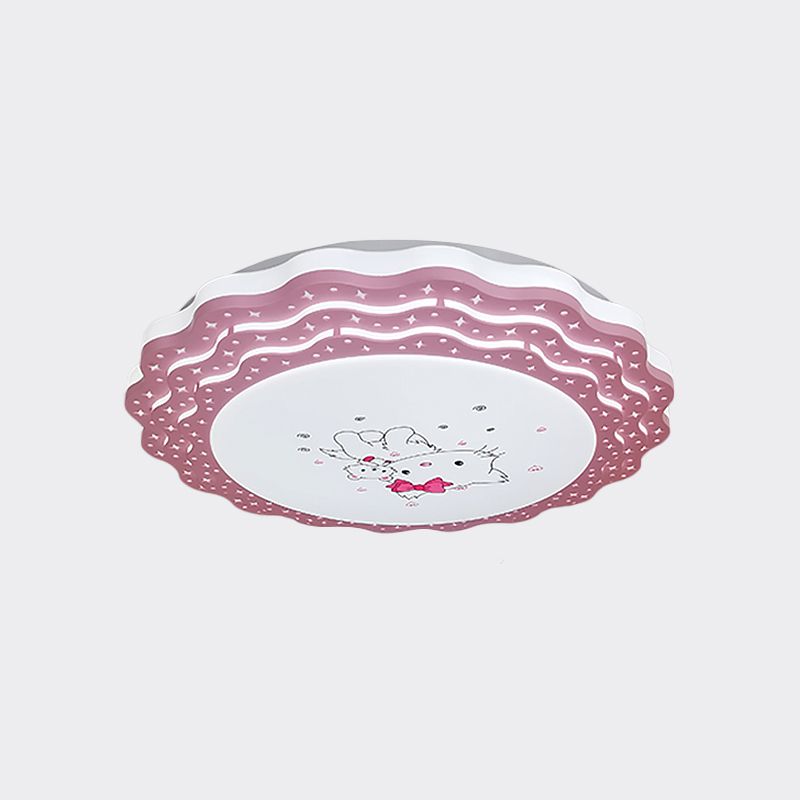 Tiered Ripple Flush Ceiling Light Cartoon Acrylic Bedroom LED Flush Mount Lamp in Pink/Blue/Grey-Yellow