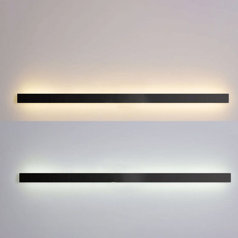 Linear Shape Metal Wall Light Modern Style 1 Light Wall Mounted Light in Black