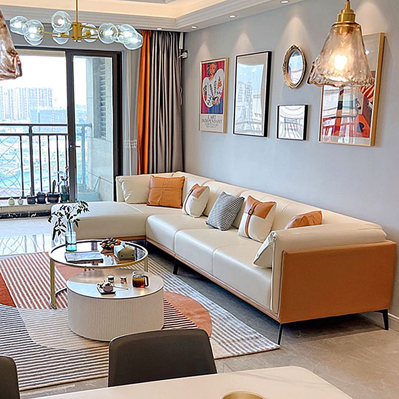 Vlekbestendige faux lederen sofa/sectionele met gekussen achterste kussens voor woonkamer