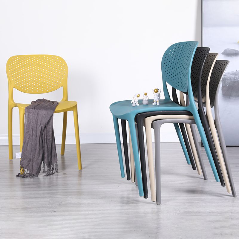 Plastic Stacking Side Chair Modern Style Open Back Armless Chair
